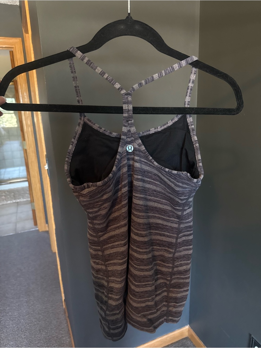 lululemon athletica Striped Gray Black Racerback Tank Top